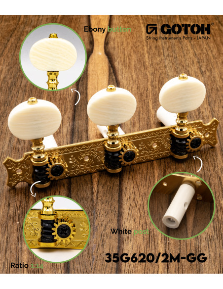 Gotoh Classical Guitar Machine Head Gold 35G620/2M-GG | Maderas Barber