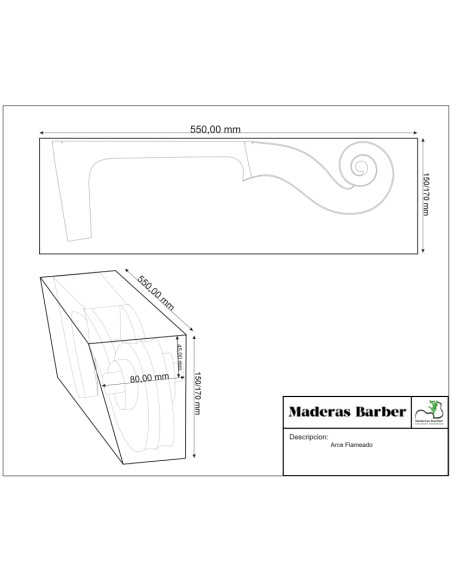Mango Chelo Arce Rizado 1ª | Maderas Barber