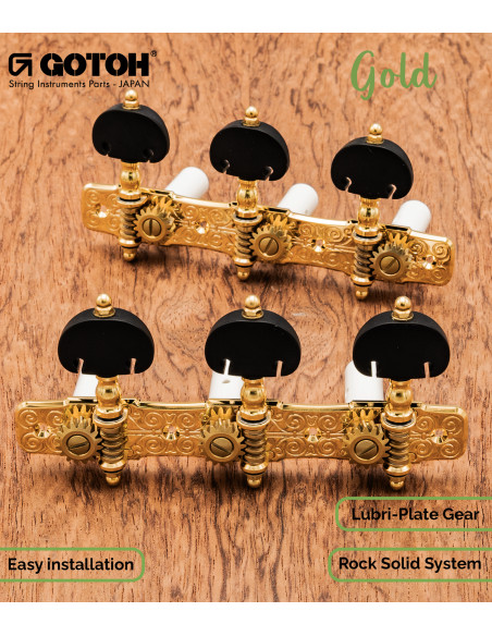 Mécanique Gotoh Or 35G510P/KB Guitare Classique | Maderas Barber