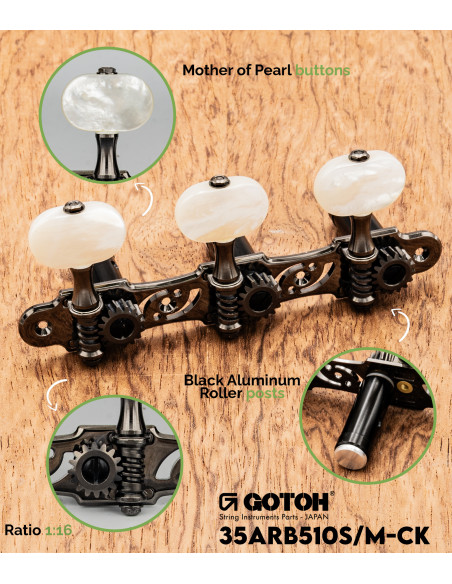 Mécanique Gotoh Cosmo 35ARB510S/M-CK Guitare Classique | Maderas Barber