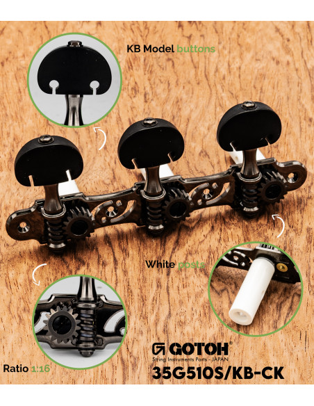 Mécanique Gotoh Cosmo 35G510S/KB-CK Guitare Classique | Maderas Barber