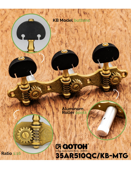 Gotoh Tuning Machine 35AR510QC/KB-MTG Classical Guitar | Maderas Barber
