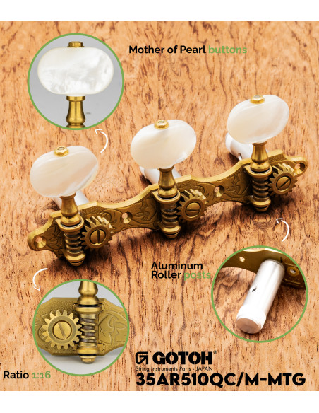 Mécanique Gotoh MTG 35AR510QC/M-MTG Guitare Classique | Maderas Barber