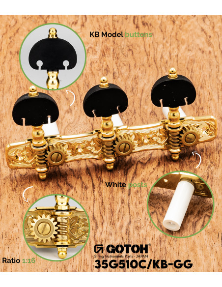 Clavijero Gotoh Oro 35G510C/KB-GG Guitarra Clásica | Maderas Barber