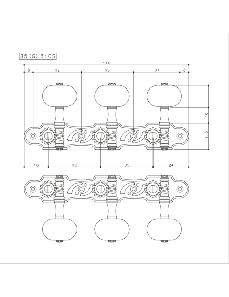 Mécanique Gotoh Cosmo 35G510S/KB-CK Guitare Classique | Maderas Barber