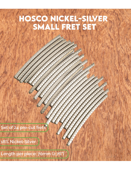 Frettes Hosco Maillechort 18 % Small HV200 – Set de 24 | Maderas Barber
