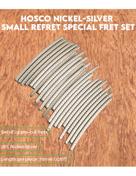 Trastes Hosco Alpaca Small Retrasteo HV200 Set 24 | Maderas Barber