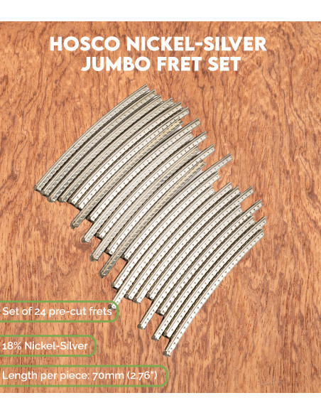 Trastes Hosco HF-J1-P24 Alpaca Jumbo 24 Piezas HV200 | Maderas Barber