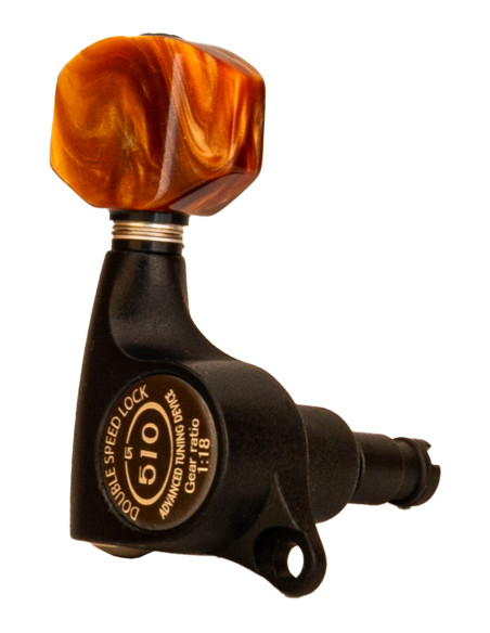 Mécaniques Gotoh SGS510ZMG/P8-LBS - Noir Satiné - Boutons Nacrés Ambre - À Blocage