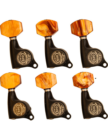 Gotoh SGS510ZMG/P8-LBS - Black Satin - Amber Pearl Buttons - Locking | Maderas Barber