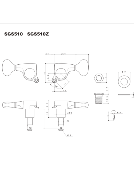 Clavijero Gotoh SGS510ZMG/P8-LBS - Negro Satinado - Botones Ámbar Nacarado - Bloqueo | Maderas Barber