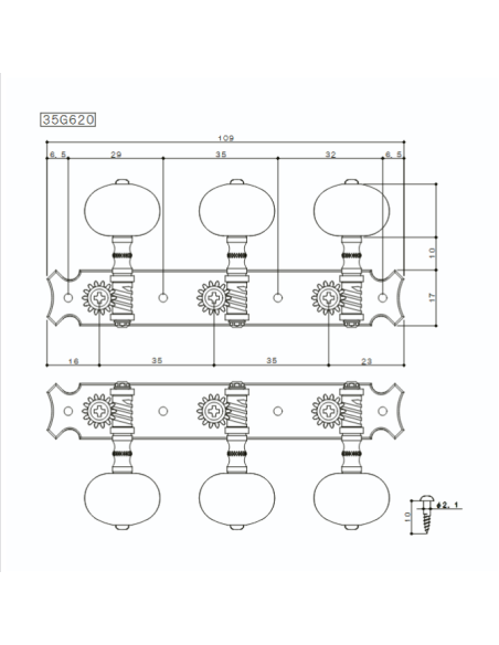 Mécaniques Gotoh 35G620/1R-GGC5 · Or · Boutons Cuivre Nacré | Maderas Barber
