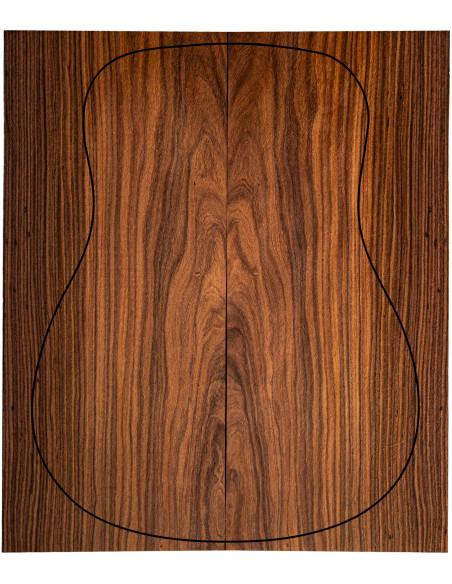 Fond en Santos Rosewood FSC 100% B pour guitare acoustique avec grain uniforme et teinte stable