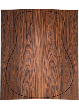 Fond en Santos Rosewood FSC 100% A pour guitare acoustique avec grain équilibré et légère figure naturelle