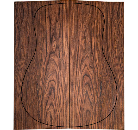 Fond en Santos Rosewood FSC 100% A pour guitare acoustique avec grain équilibré et légère figure naturelle