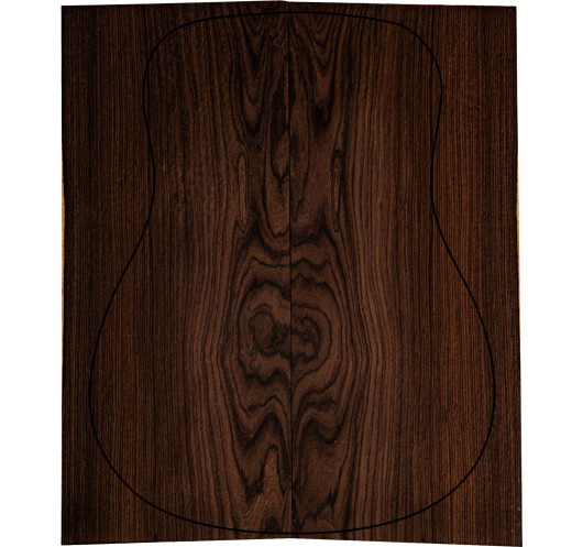 Fond en Santos Rosewood FSC 100% AAA pour guitare acoustique avec grain figuré net et marqué