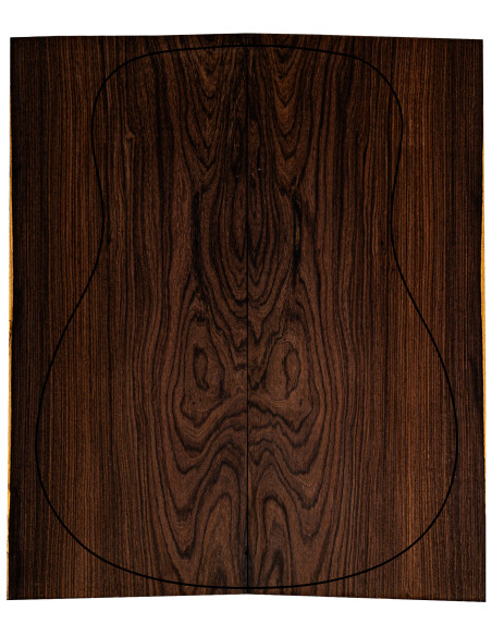 Détail du grain figuré net et marqué du Santos Rosewood FSC 100% AAA pour guitare acoustique