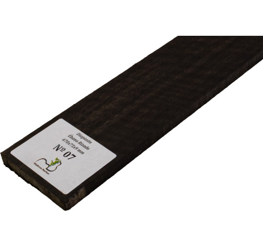 Diapasón de Ébano Rizado 470x75x9 mm MB Exclusive Nº7, detalle del rizo natural