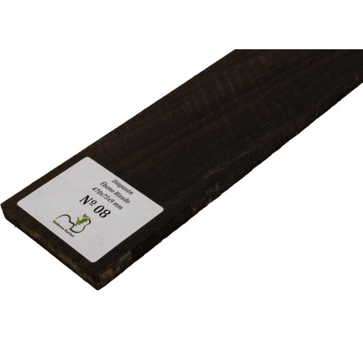 Curly Ebony Fingerboard 470x75x9 mm MB Exclusive No.8, natural curl detail
