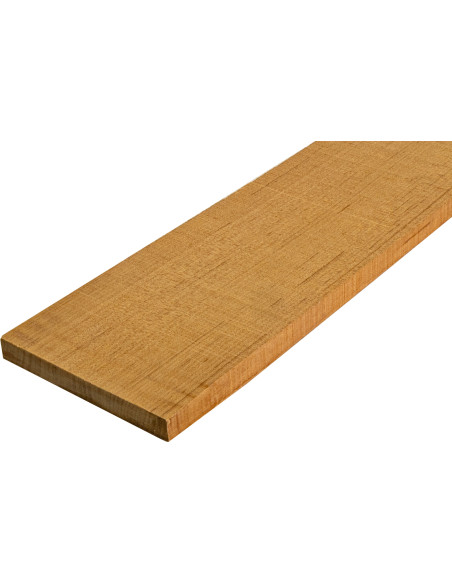 Detail of wide torrefied Hard Maple bass fingerboard with even grain and toasted tone