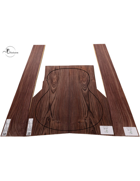 Jeu MB Exclusive Nº 7 de fond et éclisses en Bois de Violette pour guitare classique