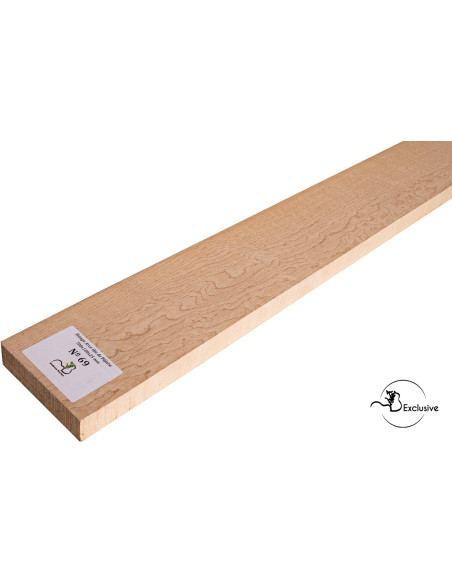 Detalle de la figura natural del arce ojo de pájaro en mango MB Exclusive para guitarra eléctrica