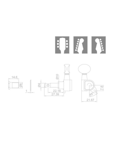 RM - 1244G 3+3 Ping Well Machine Heads