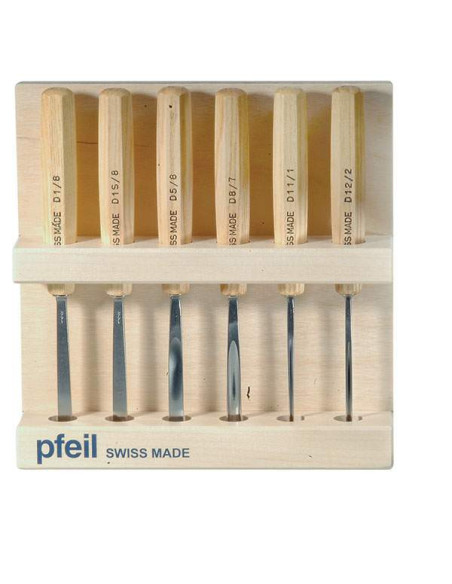 Jeu de 6 gouges d'initiation en bois Pfeil