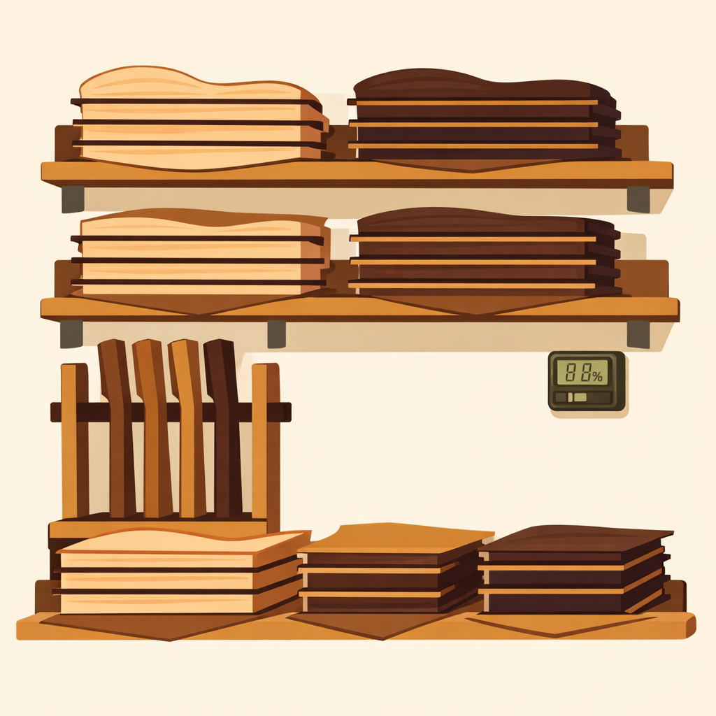 Almacenamiento organizado de madera para luthería
